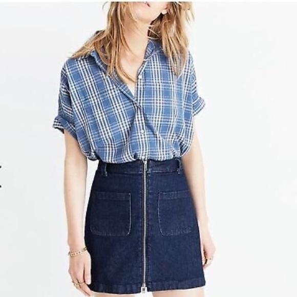 Madewell Denim Zip Mini Skirt Size 28 - Picture 1 of 6